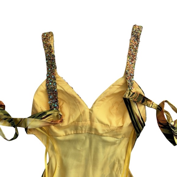 Faviana Couture Tropical Gown Size 2 Cutout Back Beaded Embellished Formal Prom - Picture 15 of 16